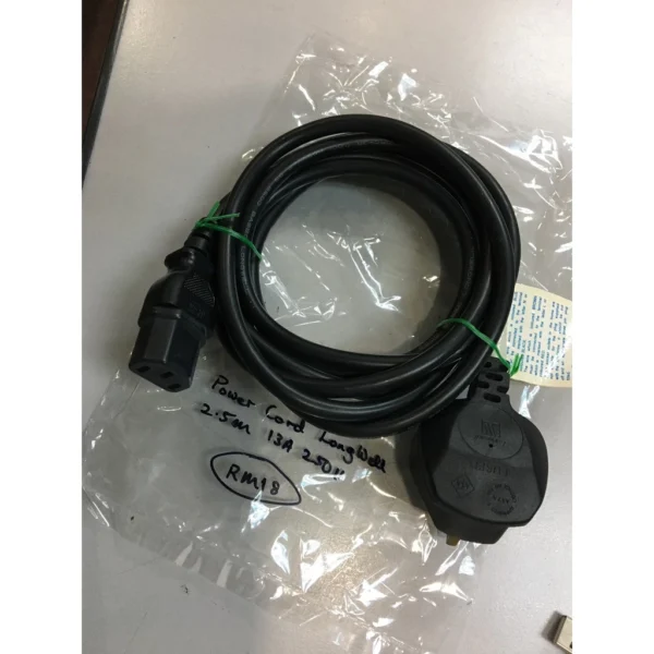 Cable Power cord Longwell plug 2.5m 13Amp