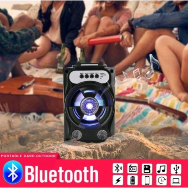 my-11134207-7qul3-lezlt1olz9lgee.webp Portable Bluetooth Speaker With Microphone Colorful LED Light Rechargeable Party Karaoke Speaker SD Slot USB