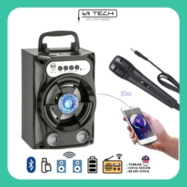 my-11134207-7r98p-lq28s89105dq88.webp Portable Bluetooth Speaker With Microphone Colorful LED Light Rechargeable Party Karaoke Speaker SD Slot USB