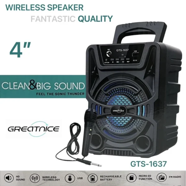 GTS 1637  Greatnice Wireless Speaker Fantastic Quality